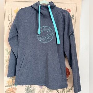 Mammut Gray and teal embroidered logo hoodie